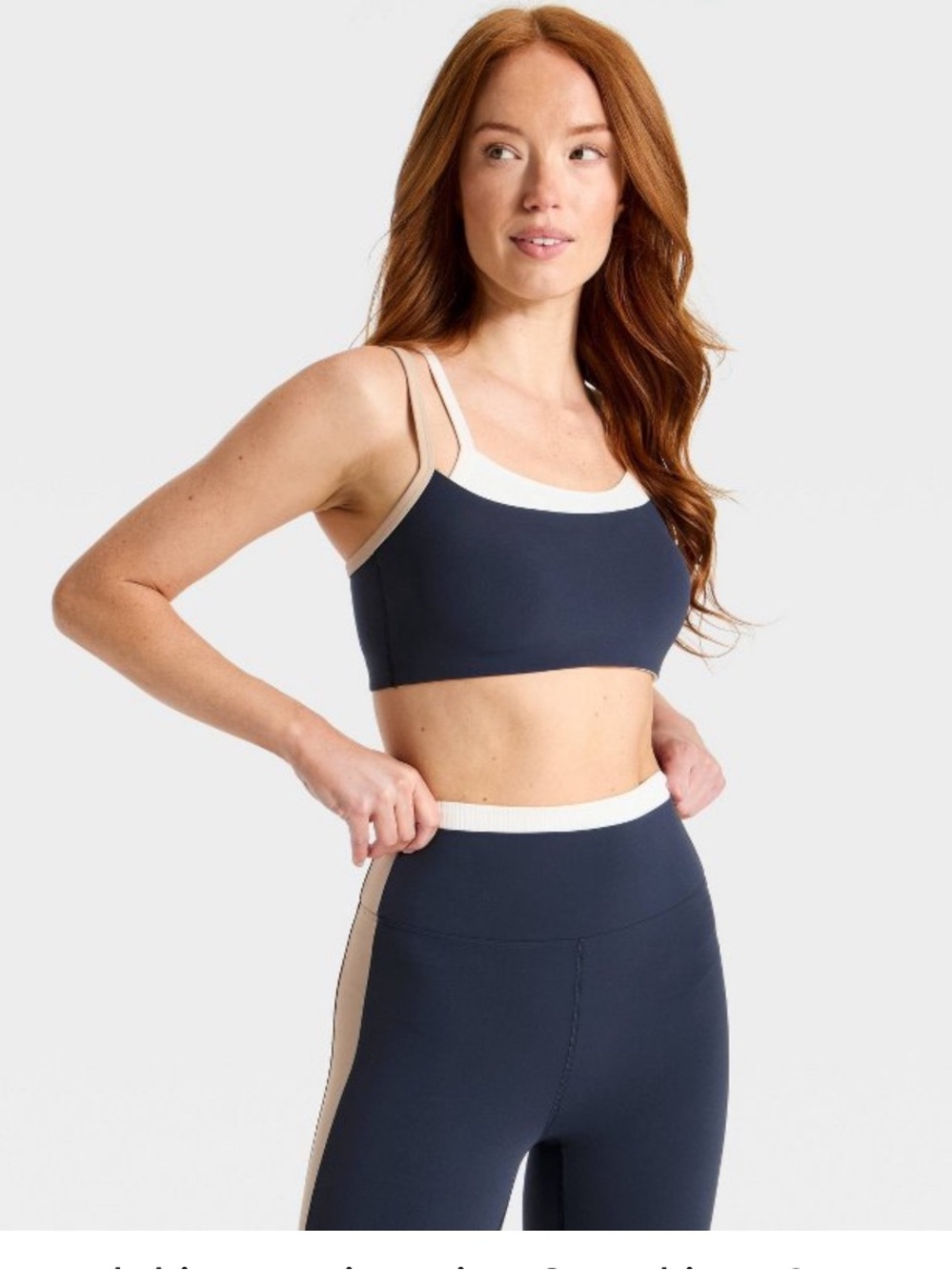 Set! Women's Colorblock Sports Bra & Legging All In Motion Navy Blue XS NWT